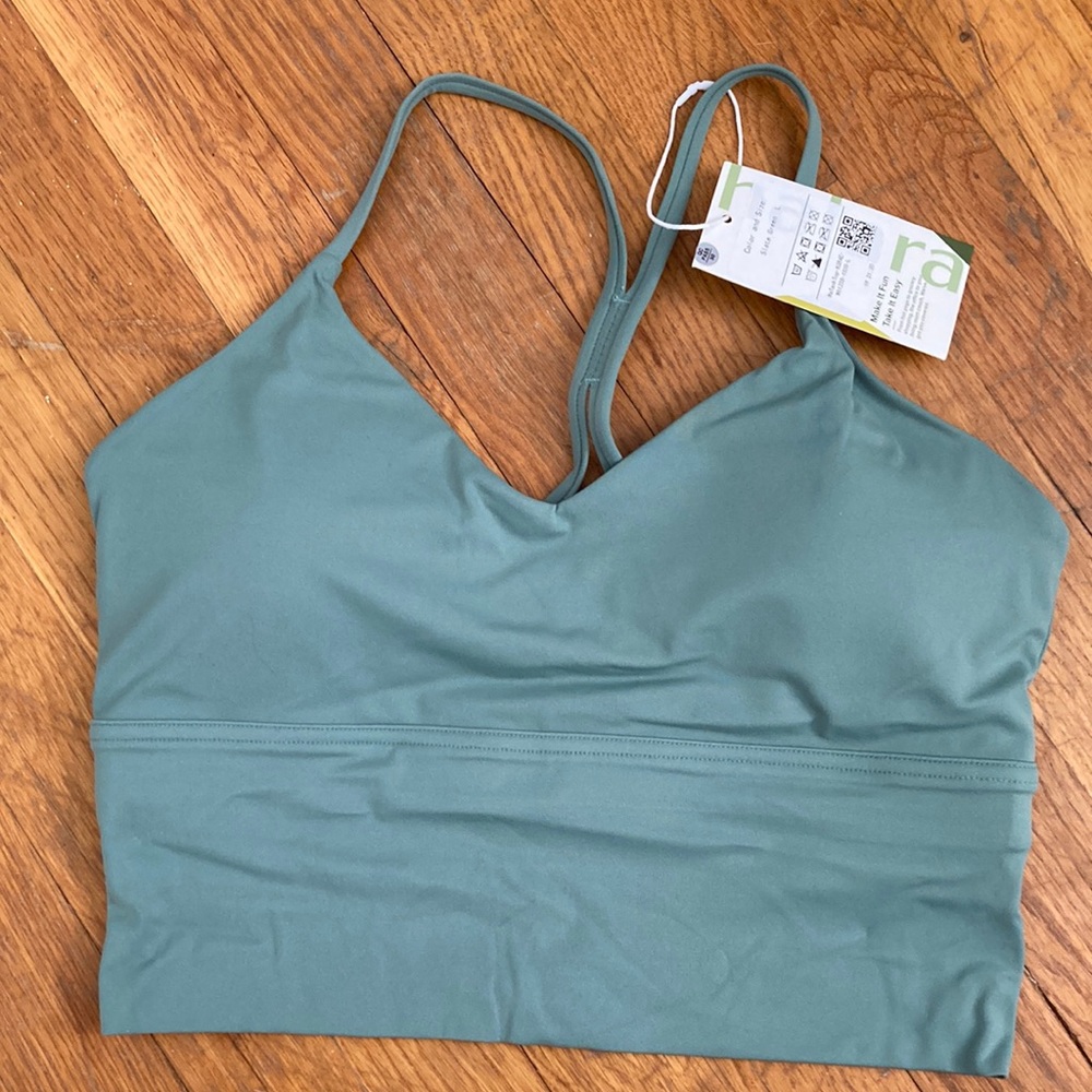 Halara green crop top bra top size large